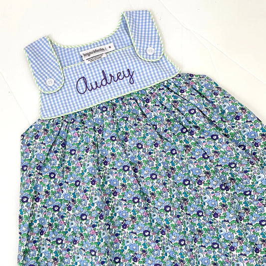 Gingham & Floral Tab Dress