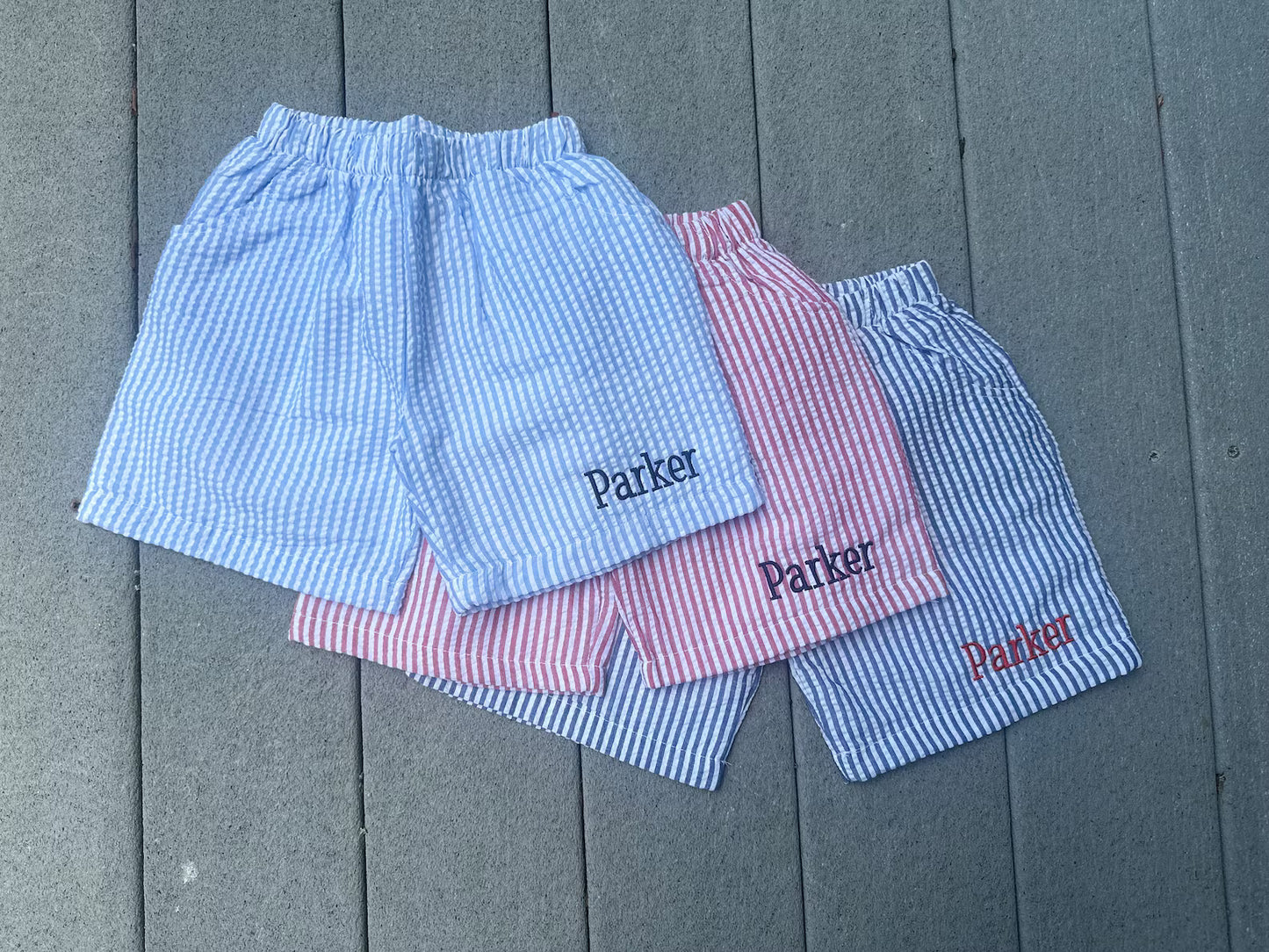 Navy Seersucker Shorts